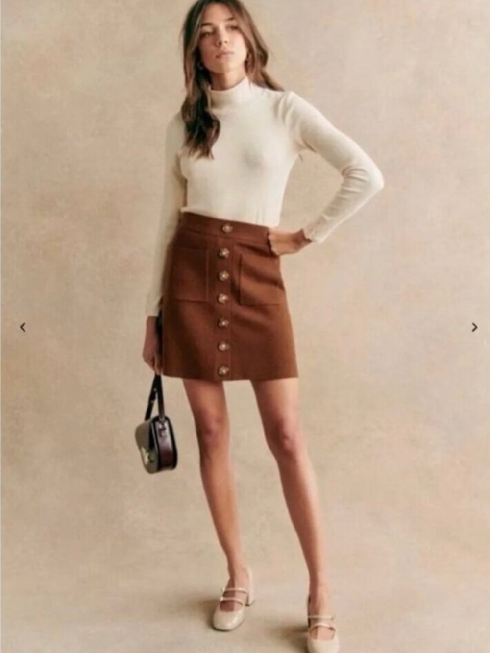 SEZANE Sezane Louisa Skirt Size Medium Hazelnut Brown